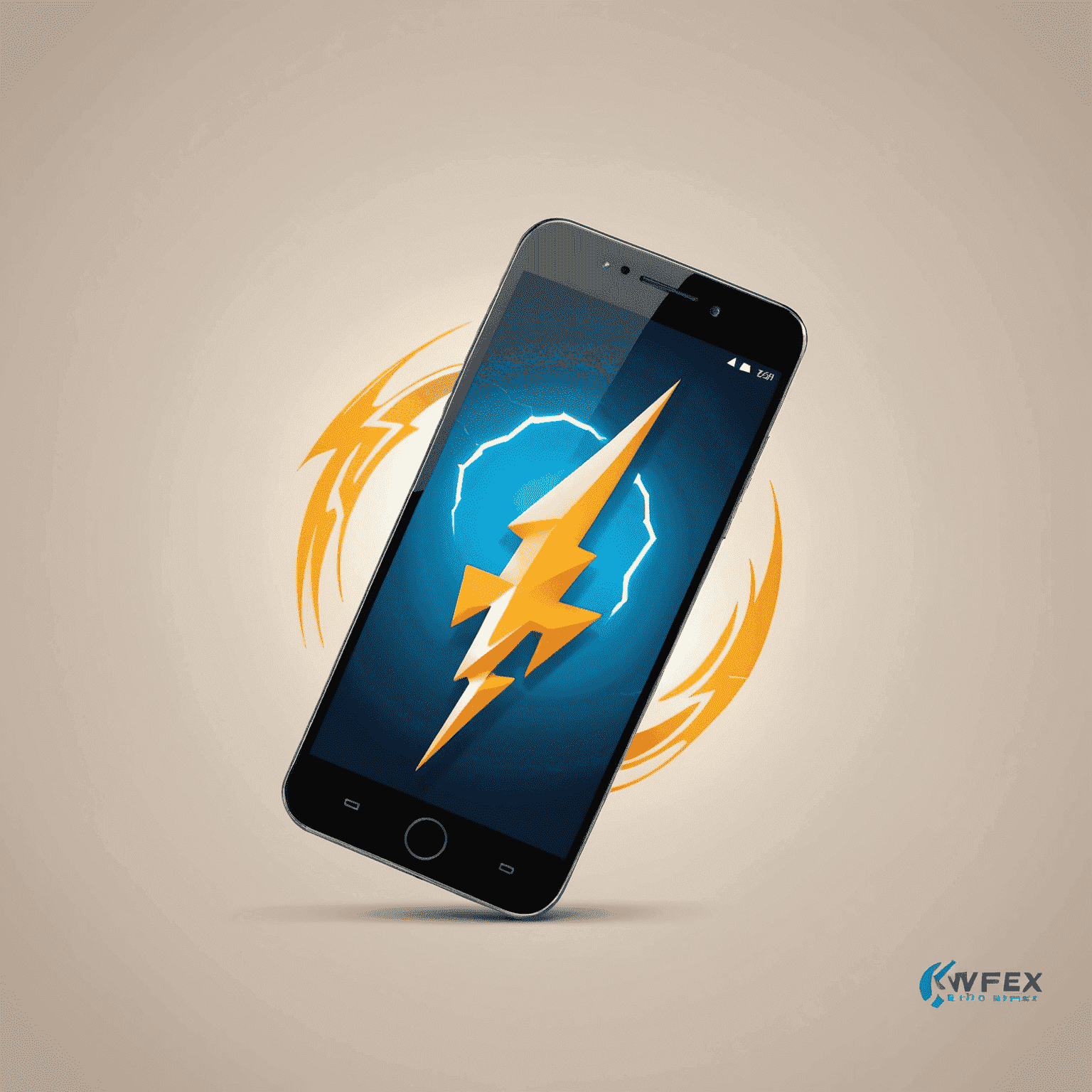 KuwFlex logo featuring a stylized mobile phone with a lightning bolt, symbolizing fast recharge services