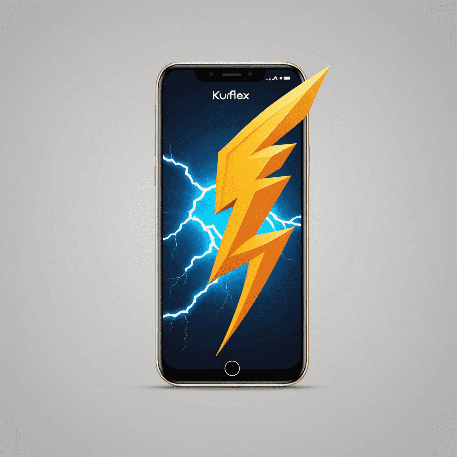 KuwFlex logo featuring a stylized mobile phone with a lightning bolt, symbolizing fast recharge services