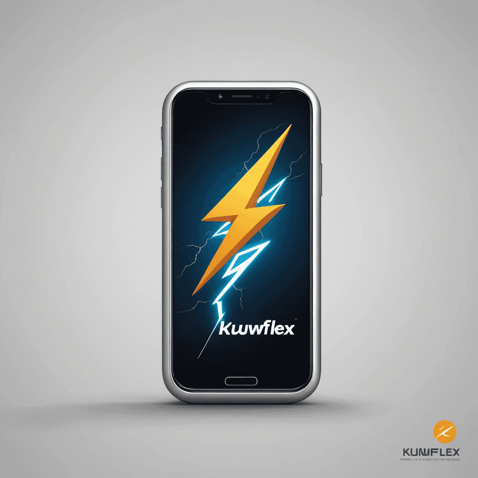 KuwFlex logo featuring a stylized mobile phone with a lightning bolt, symbolizing fast recharge services