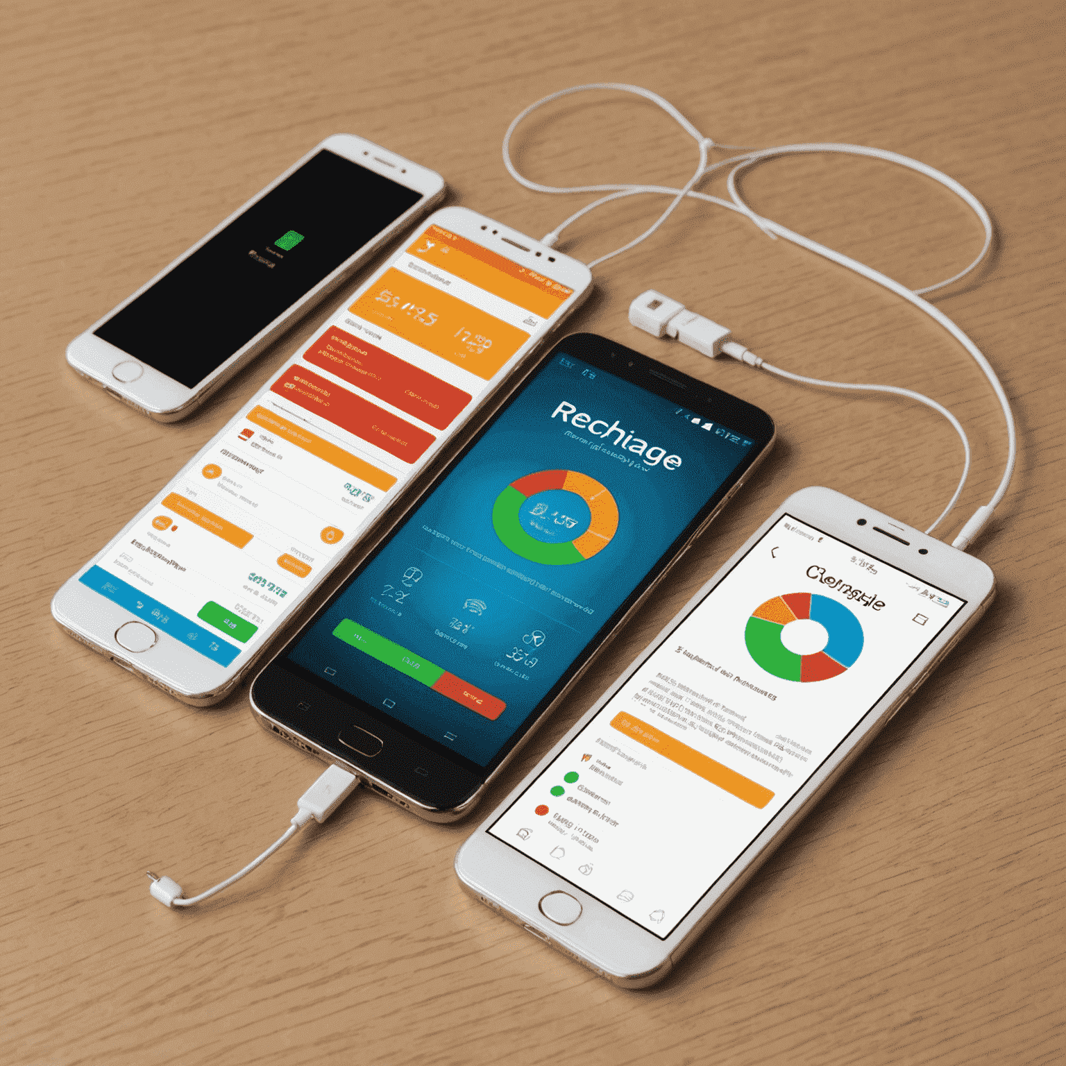 A smartphone displaying various mobile recharge options and data usage statistics